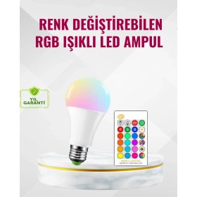 Resim Rgb Uzaktan Kumandalı LED Ampul 16 Renk Dekoratif Aydınlatma 