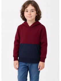 Resim Moda Assema Erkek Çocuk Kapüşonlu Kanguru Cepli Parçalı Sweatshirt - Renkli Çok Renkli 
