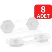 Resim Can Yıldız Plastik Bebek ve Çocuk Güvenlik Dolap Çekmece Kilidi 8 Adet Şeffaf 
