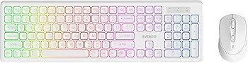 Resim Everest KM-319BT 2.4G+BT1+BT2 Çoklu Cihaz Bağlantılı Q Set Kablosuz Tak ve Kullan Klavye + Mouse (BEYAZ) 