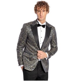 Resim Wessi Tüy Desenli Slim Fit Erkek Smokin Ceket - Lacivert 