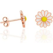 Resim Aykat_Kuyumculuk Gümüş Rose Rengi Papatya Modeli Mineli Gümüş Küpe Kupe-476 