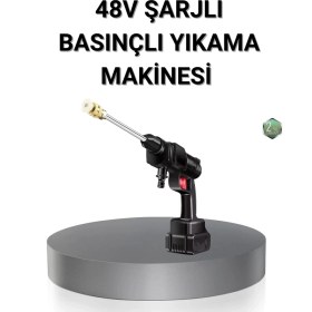 Resim İlk El Grup Kablosuz Basınçlı Yıkama Makinesi - 48V Güçlü Motor, 2 Pil ve Köpük Hazneli 