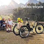 Resim Yetişkin Elektrikli üç Tekerlekli Bisiklet, 24 İnç üç Tekerlekli Bisiklet, 48v 18ah çıkarılabilir Pil, Saklama Sepeti Ile, Maksimum Yük 150kg, Yaşlılar, Kadınlar Ve Erkekler İçin,Black 