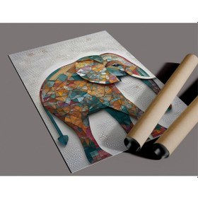 Resim Çerçevesiz Poster Mozaik Desenli Fil Dijital Baskı Poster, Ofis, Salon Dekorasyon 