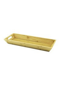 Resim Dikdörtgen Çift Kulplu Ahşap Bambu Sunum Tepsisi 16x40cm - Derin 4cm 4741 12 Izgara 