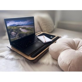 Resim Axolotl Telefon ve Tablet Bölmeli Minderli Laptop Sehpası, Notebook Masası supply01 Meşe 