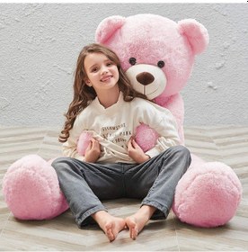 Resim 150 Cm Papyonlu Peluş Ayı-Dev Boy. % 100 Yerli - Sevgiliye Özel H Beyaz 