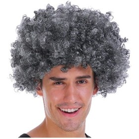 Resim Gri Renk Kabarık Bonus Peruk Afro Takma Saç 