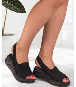 Resim Suins Mandy Kadın Triko Örgülü Sandalet Siyah 