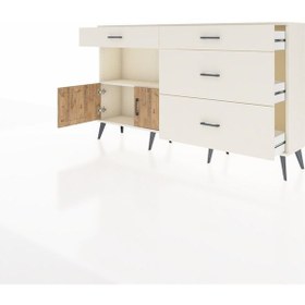Resim Arges Konsol Tek Raflı 4 Çekmeceli 2 Kapaklı 176x30x99 Aytaşı-çam Aytaşı-çam/aytaşı 