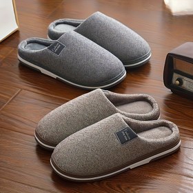 Resim Konforlu Büyük Beden Erkek Terlikleri - Moda Peluş Astar, Kalın Taban | Sonbahar/Kış İçin Mükemmel İç Mekan Yatak Odası Kullanımı, Ev Terlikleri 