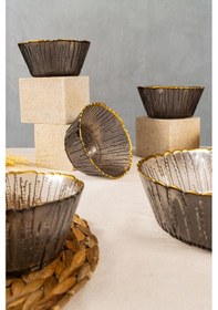 Resim Fecra Fladen 7 Parça Kase Seti Antrasit Gold Fileli Antrasit 