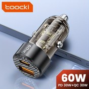 Resim Toocki 60W A+C Şeffaf Araç Şarj Cihazı Hızlı Şarj QC 4.0 3.0 Tip C PD Hızlı Şarj iPhone 14 13 Pro Max Xiaomi Samsung Redmi için 