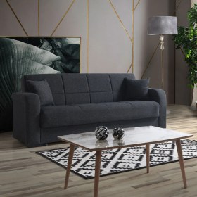 Resim Eymense Roma Çekyatlı Antrasit Üçlü Kanepe Çekyat 