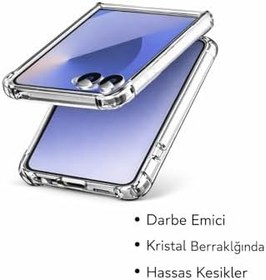 Resim Samsung Galaxy Z Flip 7 Uyumlu Kamera Korumalı Magsafe Wireless Şarj Özellikli Lüks Şeffaf Silikon Telefon Kılıfı 