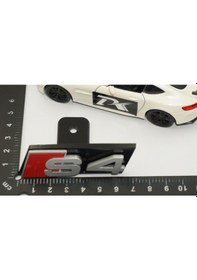 Resim Dk Tuning S4 Gri Kırmızı Ön Panjur Izgara Logo Arma Audi İle Uyumlu Bagaj Arma 