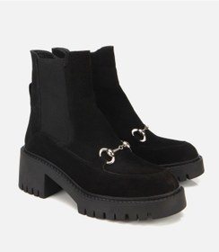 Resim Hotiç Kadın Süet Deri Siyah Tokalı Kalın Tabanlı Topuklu Bot 01boh313200a100 01boh313200a100 Siyah 