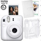 Resim Instax Mini 12 Beyaz Fotoğraf Makinesi-10'lu Film-Laporta Albüm ve Şeffaf Kılıf Seti 