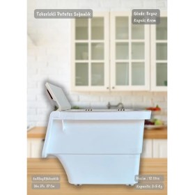 Resim Tekerlekli Sebzelik BPA Free Soğanlık Oyuncaklık Organizer Beyaz Krem 12 Lt 