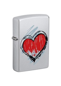 Resim Zippo Heart Dizayn Çakmak Gri 