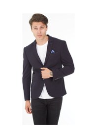 Resim Sposo 5116 Dar Kalıp Örme Kumaş Lacivert Erkek Blazer Ceket Lacivert 