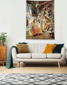 Resim Pelangi Multirenk Osmanlı Sultanları Leke Tutmaz Kadife Kumaş Duvar Örtüsü Duvar Halısı Tapestry WLL302, 35 x 50 