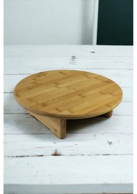 Resim Bambu Ayaklı Sunumluk, Servis, Kesim Tahtası Çap 32cm 
