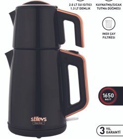 Resim Stilevs Çays Inox Siyah Çay Makinesi 