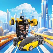 Resim Plastikten Yapılmış Tek Düğmeli Otomatik Dönüşen Araba Oyuncakları, Robot Modelleri ile İnanılmaz Diecast Hediyeler - 1 Adet 
