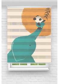 Resim Perdecizade Enxboy Fil Ve Panda Dijital Baskili Zebra Perde-cocuk Odasi-stor Perde Pz-306 Renkli 