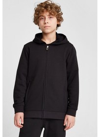 Resim Lescon Çocuk Fermuarlı Kapüşonlu Sweatshirt 25s-3263-25n Siyah 