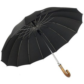 Resim Marlux Siyah Desen Ahşap Saplı 16 Çelik Telli Premium Lüks Erkek Baston Şemsiye M21marmpr1025r003 - Siyah Gri Siyah - Gri 