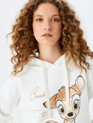 Resim Şardonlu Bambi Lisanslı Baskılı Kapüşonlu Oversize Sweatshirt 