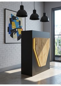 Resim Resital Ledli Karşılama Bankosu G-90 Cm Ofis Kasa Resepsiyon Masası Banko-001-4-6 