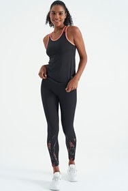 Resim TOMMY LIFE Siyah Çift Askılı Sırt Detaylı Standart Kalıp Kadın Spor Atlet - 97258 