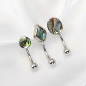 Resim Paslanmaz Çelikten Yapılmış Şıklı Vintage Kadın Göbek Piercing Yüzüğü, Dairesel, Oval ve Elmas Şekilli Tasarımlarla together Shell Kağıt, Hem Erkek Hem de Kadınlar İçin Hediye Olarak Uygun. 