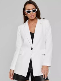 Resim Elysia Uzun Blazer Ceket - Beyaz / L 