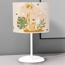 Resim instababyrooms Yaprak ve Zürafa Desenli Çocuk Odası Dijital Baskılı Çocuk Odası Masaüstü Abajur Avize 