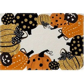 Resim Sones Cadılar Bayramı Karikatür Keten Amerikan Servisi Mutfak Restoran Dekoratif Yalıtım Pedi Balkabağı 3+ 