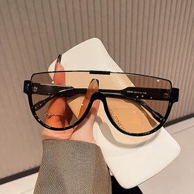 Resim Kadınlar İçin Oversize Kare Şık Asimetrik Lensli Gözlük - Anti-Parlama, Metal Menteşeli ve Hafif Tasarım, Partiler & Aktiviteler için Moda Aksesuarı 
