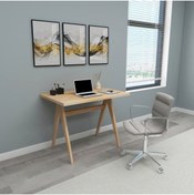 Resim WOODFACE Polo Doğal Ahşap Masif Çalışma Masası Ağaç Ayak Ofis Masası 90x60 Cm 