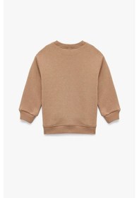 Resim Koton Erkek Bebek Bisiklet Yaka Uzun Kollu Şardonlu Aslan Baskılı Sweatshirt Kahve 