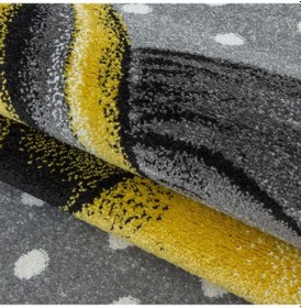 Resim Sevimli Peri Atı Desenli Soft Çocuk Halısı Gri Sarı Beyaz Renklerde Gri - Sarı 