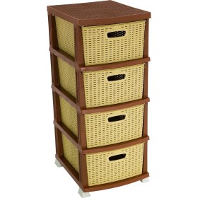 Resim Norino Sağlam Plastik Rattan Komidin (4 Çekmeceli Sebzelik) Çölbeji 