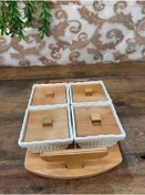 Resim Ahşap Tepsili Kare Kahvaltılık 4 Lü 