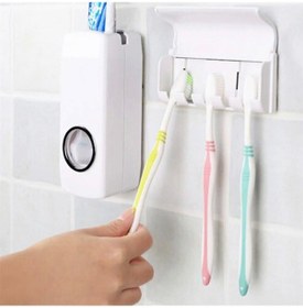 Resim Diş Macunu Sıkma Aparatı Ve Diş Fırçalık Beyaz 