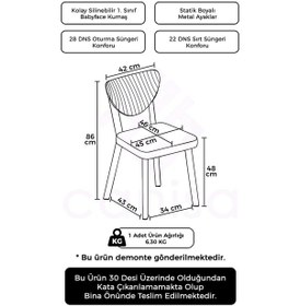 Resim Canisa Arfe Serisi 6 Adet Gri Mutfak Sandalyesi Beyaz Metal İskeletli 1. Sınıf Babyface Kumaş Sandalye Gri Ayakları Beyaz 