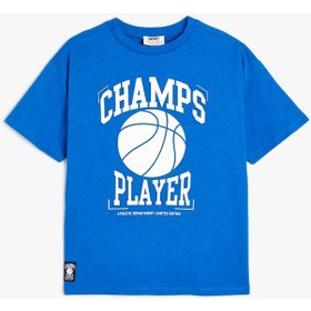 Resim Koton Tişört Basketbol Baskılı Kısa Kollu Bisiklet Yaka Lacivert 4skb10523tk Lacivert 