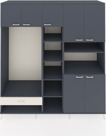 Resim Kronos Dolap 11 Raflı Tek Çekmeceli 7 Kapaklı 220x59x243 Antrasit-antrasit/aytaşı Antrasıt/aytası 